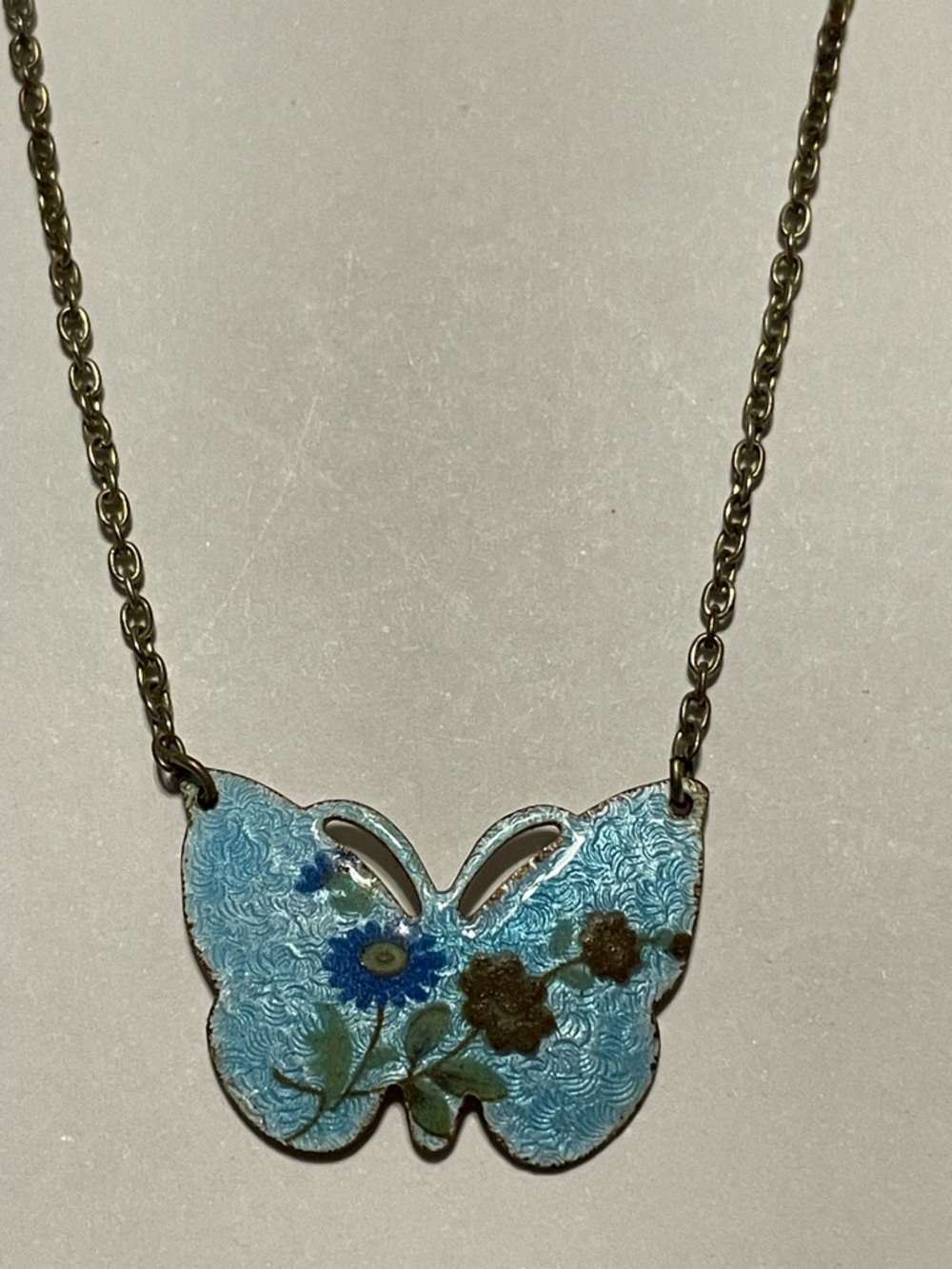 Vintage Guillioche Butterfly Necklace #7985